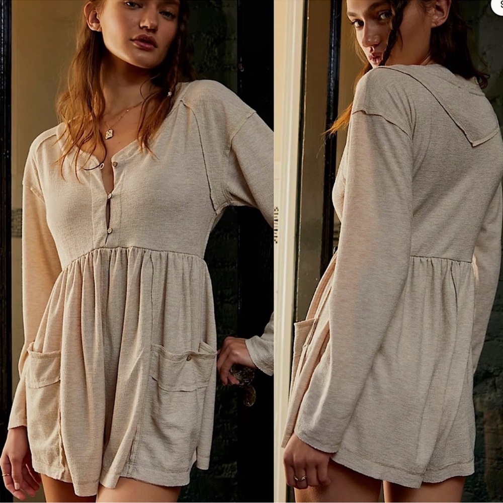 NWOT Free People Hello Sun Romper in Dusty Rose. 021